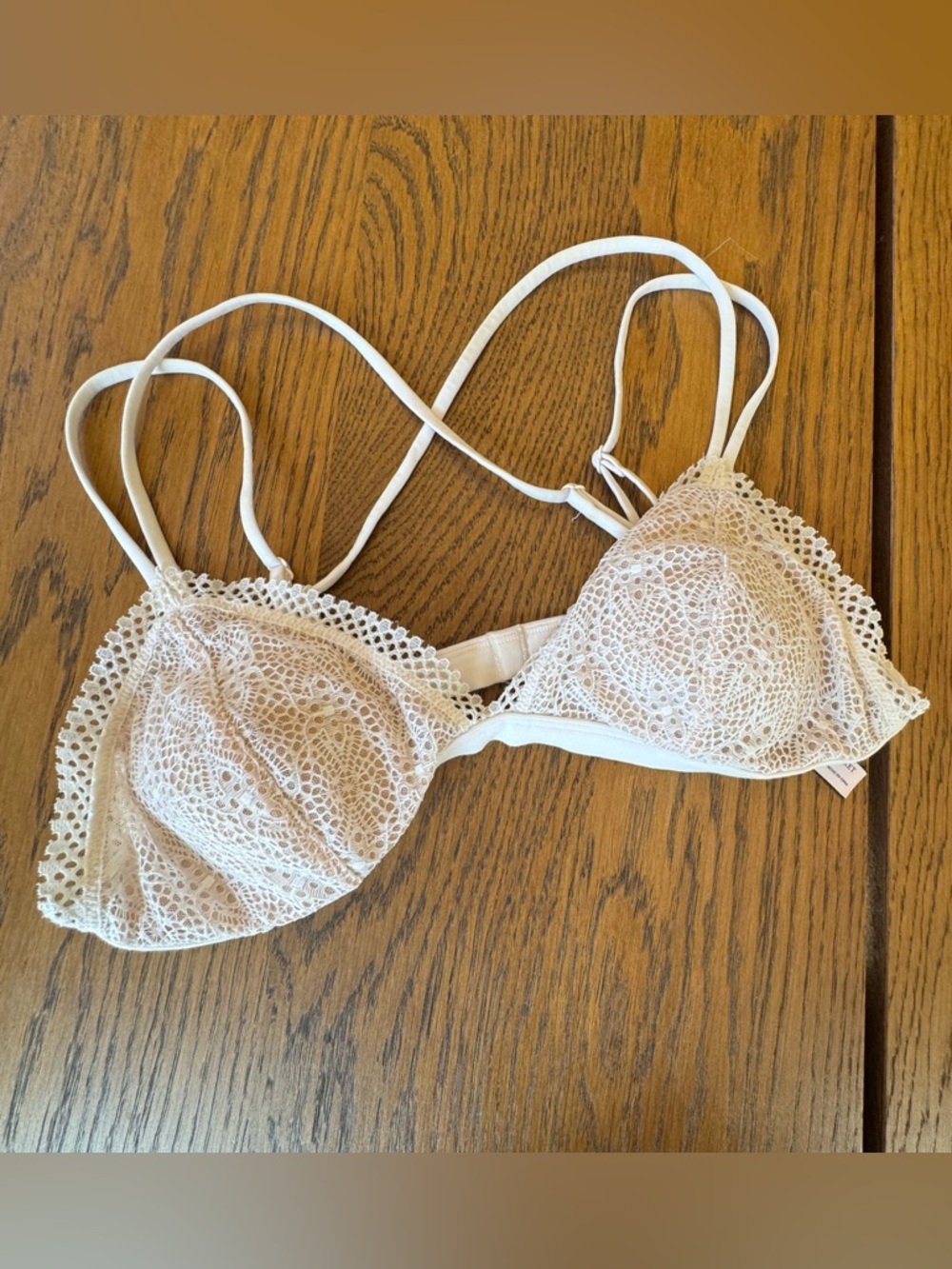 Victorias Secret Nude And White Bralette Size Large  Removable Pad Bra Feminine